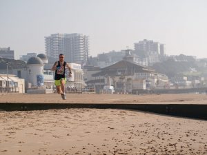 Trev Elkins on his way to victory in Race the Tide Beach Race
