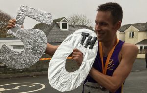 Stu Nicholas celebrates his 50 marathon achievement