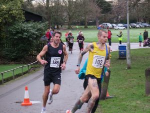 Sean Edwards in the midst of the Round the Lakes 10k