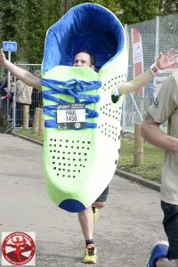Man dressed as trainer in Flett Half Marathon