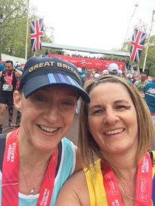 Sam Laws and Caroline Rowley at the London Marathon