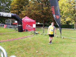 Julian Oxborough finishing the Salisbury Half Marathon