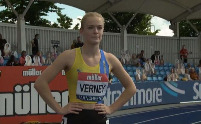Amelia Verney in the British Championships 100m semi-final