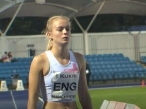 Amelia Verney before the Junior 4 x100m Relay