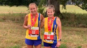 Heather Khoshnevis and Helen Ambrosen in the New Forest Marathon