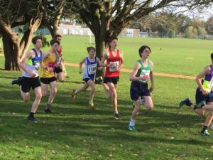 Oscar Newbery in the Under 15 race of the Wessex League match at Ferndown Leisure Centre