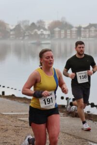 Nikki Whittaker giving her all in the Round the Lakes 10k
