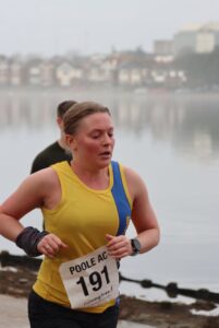 Nikki Whittaker powers along in the Round the Lakes 10k