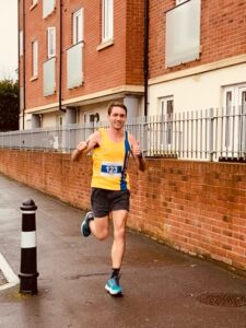 Steve Ross gives the thumbs up in the Junction Broadstone Quarter Marathon