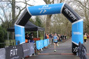 Rob McTaggart finishing the Battersea Park Half Marathon
