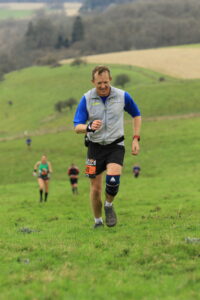 Stu Glenister going well in the Spring Larmer Half Marathon -