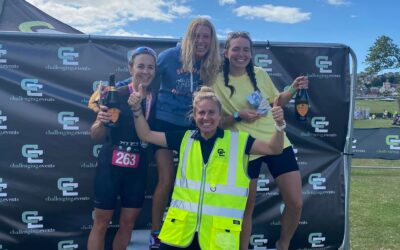 Champagne moment for Emma Caplan at Swanage Triathlon
