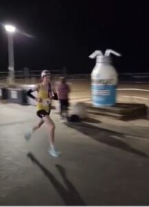 Hugo Richardson approaching the finish in the Boscombe 5k Winter Series