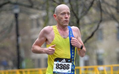 Barry Dolman does the business at Boston Marathon