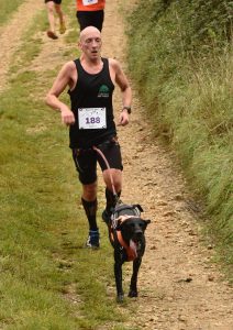 Graeme Miller and Chester in the Black Hill Run Canicross 10km