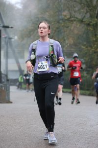 Ella giving her all in the Alton Towers Half Marathon