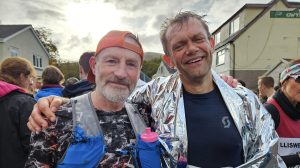 Adrian Townsend and Chris Duley after the Snowdonia Marathon