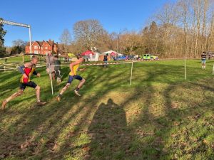Connor Grocott battling hard in the Hampshire Cross Country Championships