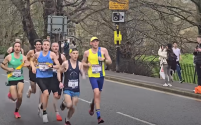 Tag and Rob Spence run the Bath Half full gas