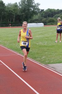 Caroline Rowley finishing the May 5