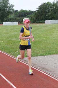 Debbie Lennon reaches the finish