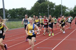 Katie Gunn completing her lap around the track