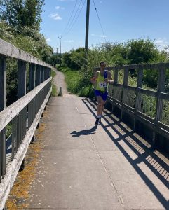 Stu Nicholas heading over the bridge