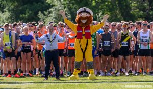 The RNLI Lifeboat character and the mayor prepare to start the race