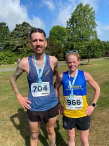 David Healey and Hayley Weston after finishing first male and first female