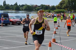 Luke Terry and Lawrence Wickham in the Poole Festival of Running Relays