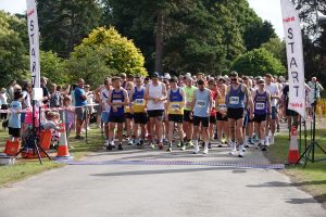 The runners line up on the start line for the Exbury Gardens 10k