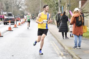 Ben Collins comes down the road in the Yorkshire Marathon