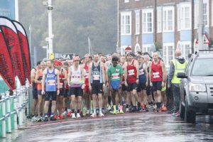 The athletes wait for the start of the Weymouth 10