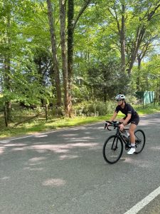 Beth Dowbiggin on the Bike section of the Huntsman Triathlon Standard distance race