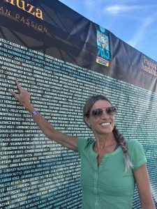 Emma Caplan finds her name on the wall at the IRONMAN 70.3 World Championships in Marbella