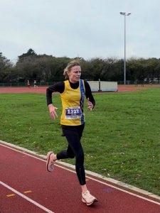Julia Austin finishing the Boscombe 10k