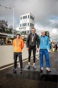 Barry Dolman on the podium at the British Masters 10k Championships