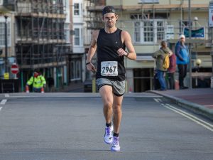 Dave Newman giving his all in the Weymouth Half Marathon