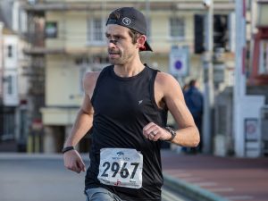 Dave Newman going well in the Weymouth Half Marathon