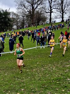 Ellie Taylor in the Under 15 Girls race at the UK Inter Counties Cross Country Championships