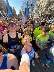 Louisa Rowland at the start of the Barcelona Marathon