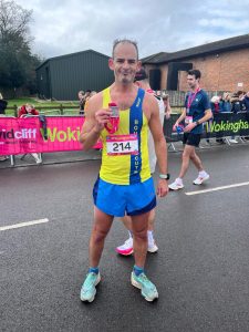 Rich Brawn with his medal after the Wokingham Half Marathon