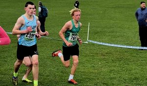 Riley Austin in the Under 15 Boys race at the UK Inter Counties Cross Country Championships