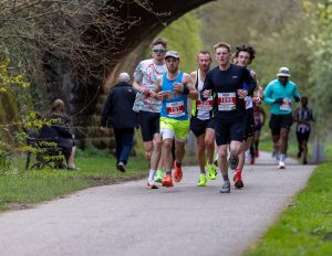 Arthur Riley in a group in the Yeovil Half Marathon