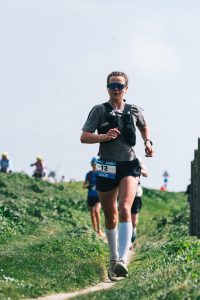 Beth Dowbiggin going well in the Brighton Trail Marathon