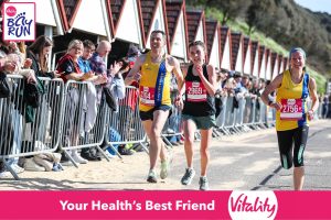 David Crowther and Helen Beddoe battling it out in the Bournemouth Bay 10k