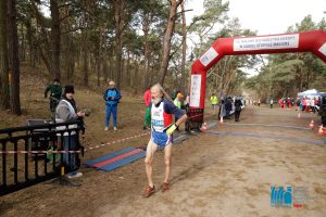 Geoff Newton finishes the Cross Country race at the European Masters Championships
