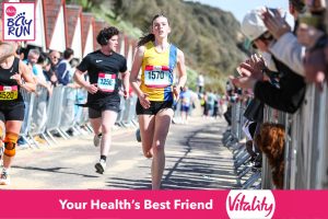 Lola Thomasson coming in to complete the Bournemouth Bay 5k