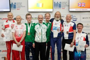 Geoff Newton with the team medallists from the cross country