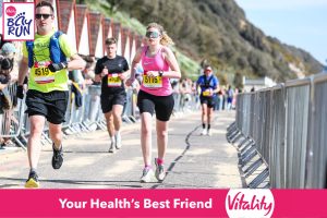 Matilde Blagden finishing the Bournemouth Bay Half Marathon